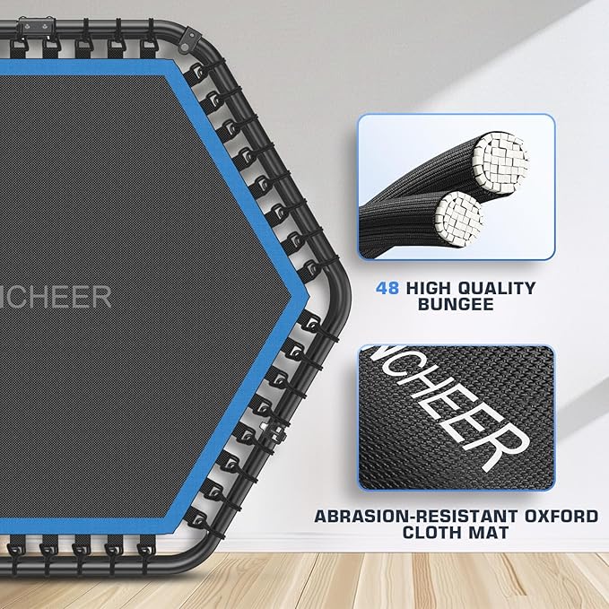 ANCHEER 50" Rebounder Trampoline for Adults- 2025 Foldable Mini Trampoline with Bar- Exercise Trampoline for Adults, Max Load 450lbs/550lbs, for Indoor/Garden Workout