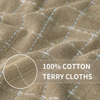 Homaxy 100% Cotton Terry Kitchen Towels(Tan, 13 x 28 inches), Checkered Designed, Soft and Super Absorbent Dish Towels, 8 Pack