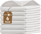 Native Fab 6 Pack Waffle Dish Cloths - 100% Cotton, Absorbent, Quick Drying & Soft Towels for Cleaning, Cooking & Baking - Ideal for Home, Restaurants & Cafes - 12x12 Inches - White