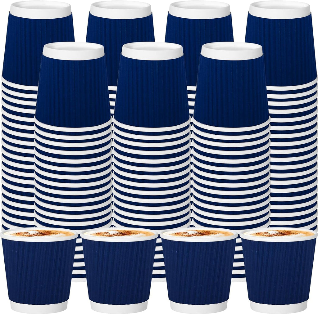 120 Pack Paper Espresso Coffee Cups, 4 oz Disposable Coffee Cups,Corrugated Insulated Ripple Wall, Paper Ripple Cup for Coffee, Hot Chocolate and Hot Tea Drinks -Navy