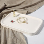 Koville Marble Tray, 12"x8" Marble Vanity Tray for Bathroom Kitchen Countertop, Rectangular Stone Tray for Cosmetics Perfume Trinket, Decorative Catchall Trays (Lymra Limestone)