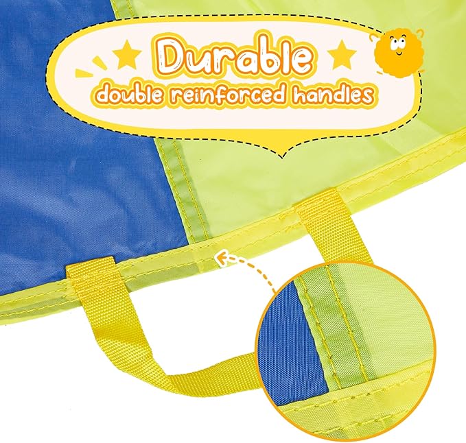Sonyabecca Parachute 8 Feet 10 Feet 12 Feet for Kids with 9 Handles 12 Handles Play Parachute for 8 12 Kids Tent Cooperative Games Birthday Gift