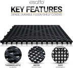 Esatto 6 Pack Interlocking Shelf Mats 12″, Black – for Spills, Clean Bars, Stain Protection, and an Anti-Slip Surface