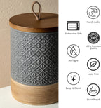 Small Ceramic Jar with Lid, Coffee Container Kitchen Food Storage Jars for Sugar Tea Bag, Stackable Decorative Spice Jars for Countertop Coffee Bar Accessories- Gray & 5 fl.oz