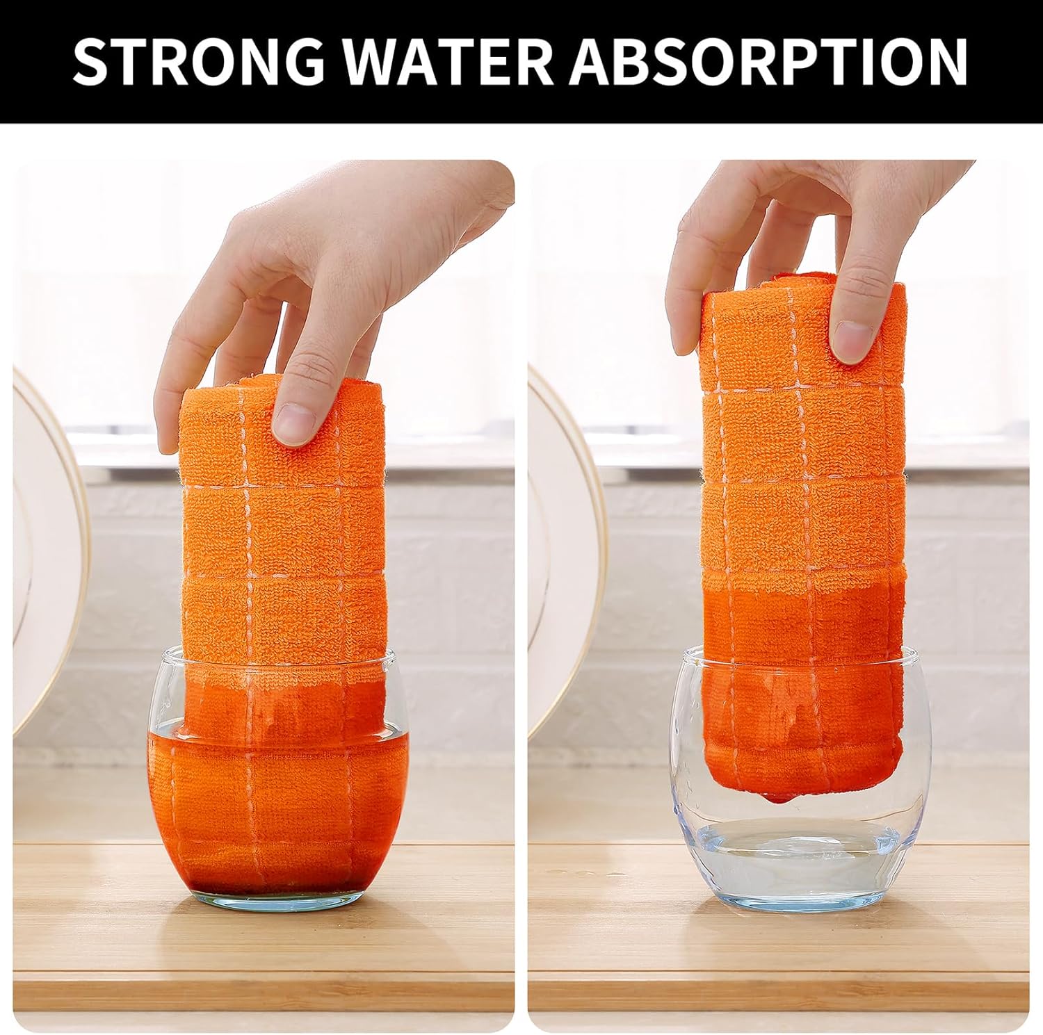 Homaxy 100% Cotton Terry Kitchen Dish Cloths, Ultra Soft and Absorbent Dish Towels for Kitchen, Perfect for Drying and Washing Dishes, 12 Pack, 12 x 12 Inches, Orange