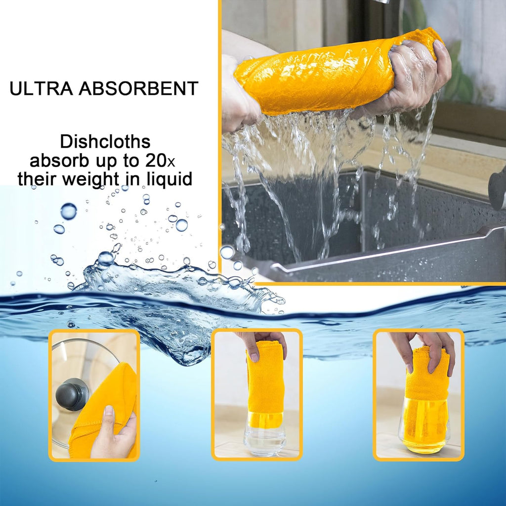 kimteny 13x28 Inches Kitchen Cloth Dish Towels, 400 GSM Premium Dishcloths, Super Absorbent Coral Velvet Microfiber Cleaning Cloths, Fast Drying Rags for Washing Dishes (6 Pack, Orange)