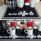 But First Coffee Mat for Countertop, Rubber Bar Mat and Coffee Bar Sign 18 x 12 in, Kitchen Accessories for Countertop, Bar Mats for Bartending