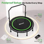 BCAN 40"/48" Rebounder Trampoline for Adult, 450/550LBS Fitness Trampoline with Bungees, Adjustable Handle, Stable & Quiet, Indoor Outdoor, Whole-Body Workout & Relaxation at Home for Women/Men