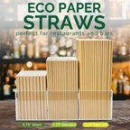 [500 Counts] Chunspak 5.75 inch Disposable Brown Kraft Short Paper Cocktail Straws & Stirring Straws - for Home, Bars and Restaurants