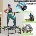 Newan 45'' Fitness Trampoline with Adjustable Handle Bar, Silent Trampoline Bungee Rebounder Jumping Cardio Trainer Workout for Adults - Mini Trampoline Max Limit 330 lbs