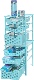 Simple Houseware Stackable 3 Tier Sliding Basket Organizer Drawer, Turquoise