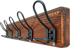 Dseap Coat Rack Wall Mounted - Heavy Duty Farmhouse Rustic Wall Coat Hanger with 5 Wire Hooks for Clothes Hat Jacket Towel, RusticWire, G25A, Rustic Brown & Black