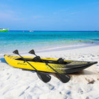 Goplus Inflatable Kayak, 2-Person Kayak Set for Adults with 507 LBS Weight Capacity, 2 Aluminium Oars, EVA Padded Seat, 2 Fins, Hand Pump, Carry Bag, Repair Kit, Portable Touring Kayaks