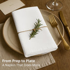 Thick Cotton Napkins – Flour Sack Napkin for Kitchen, Set of 6 (18"x18"), 100% Cotton, Highly Absorbent Hand Towels, Reusable Baking Cloths for Bread Proofing, Pastry & Tea Towels – White