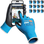 KAYGO Safety Work Gloves PU Coated for Men and Women- KG11PB,12 Pairs,Seamless Knit Glove with Two Fingers Touchscreen,Ideal for General Duty Work (Blue,XL)