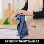 Homaxy 100% Cotton Terry Kitchen Towels(Navy Blue, 13 x 28 inches), Checkered Designed, Soft and Super Absorbent Dish Towels, 4 Pack