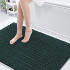 Arotive Luxury Chenille Bathroom Rug Mat, Extra Soft Thick Absorbent Shaggy Bath Rugs, Non-Slip Machine Wash Dry, Plush Bath Mats for Bathroom, Shower and Tub, 59x35, Dark Green