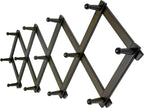 Dseap Accordion Wall Hanger:16'' High Wooden Wall Expandable Coat Rack,Hat Rack Holder,Accordion Hook for Baseball Caps,Coats,13 Peg Hooks,Dark Walnut