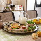 Lazy Susan Turntable Organizer for Table Top, 18’’ Round Wooden Lazy Susan for Cabinet Kitchen Countertop Pantry Dining Coffee Table for Condiments Spices, Rustic Bathroom Vanity Tray for Soap Candle