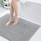Arotive Luxury Chenille Bathroom Rug Mat, Extra Soft Thick Absorbent Shaggy Bath Rugs, Non-Slip Machine Wash Dry, Plush Bath Mats for Bathroom, Shower and Tub, 40x32, Light Grey