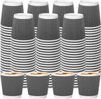 120 Pack Paper Espresso Coffee Cups, 4 oz Disposable Coffee Cups,Corrugated Insulated Ripple Wall, Paper Ripple Cup for Coffee, Hot Chocolate and Hot Tea Drinks -Gray