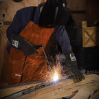 QeeLink Welding Gloves - Heat Resistant Leather and Fireproof Stitching for Fireplace Fire Pit Wood Stove BBQ Gardening Gear