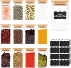 Glass Food Storage Jars Square 8oz, 12 Pack Glass Jars With Bamboo Lids, Kitchen Storage Containers For Spice, Candy, Cookie, Storage For Pantry Organizers