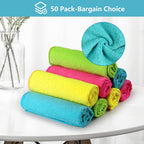 HOMEXCEL Microfiber Cleaning Cloth, 50 Pack Cleaning Rags, Cleaning Towels with 4 Color Assorted, 11.5"X11.5"(Green/Blue/Yellow/Pink)