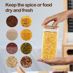 52oz Airtight Glass Square Storage Canister with Bamboo Lid Set of 3 (1550ml) Container Stackable Spice Jar, Kitchen Canister for Flour, Cookies, Cereal and Coffee beans (‎with Black Lable)