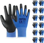 DULFINE Safety Work Gloves PU Coated-12 Pairs,Blue Seamless Knit Glove with Polyurethane Coated Smooth Grip on Palm & Fingers, for Men and Women, Ideal for General Duty Work (Extra Large)
