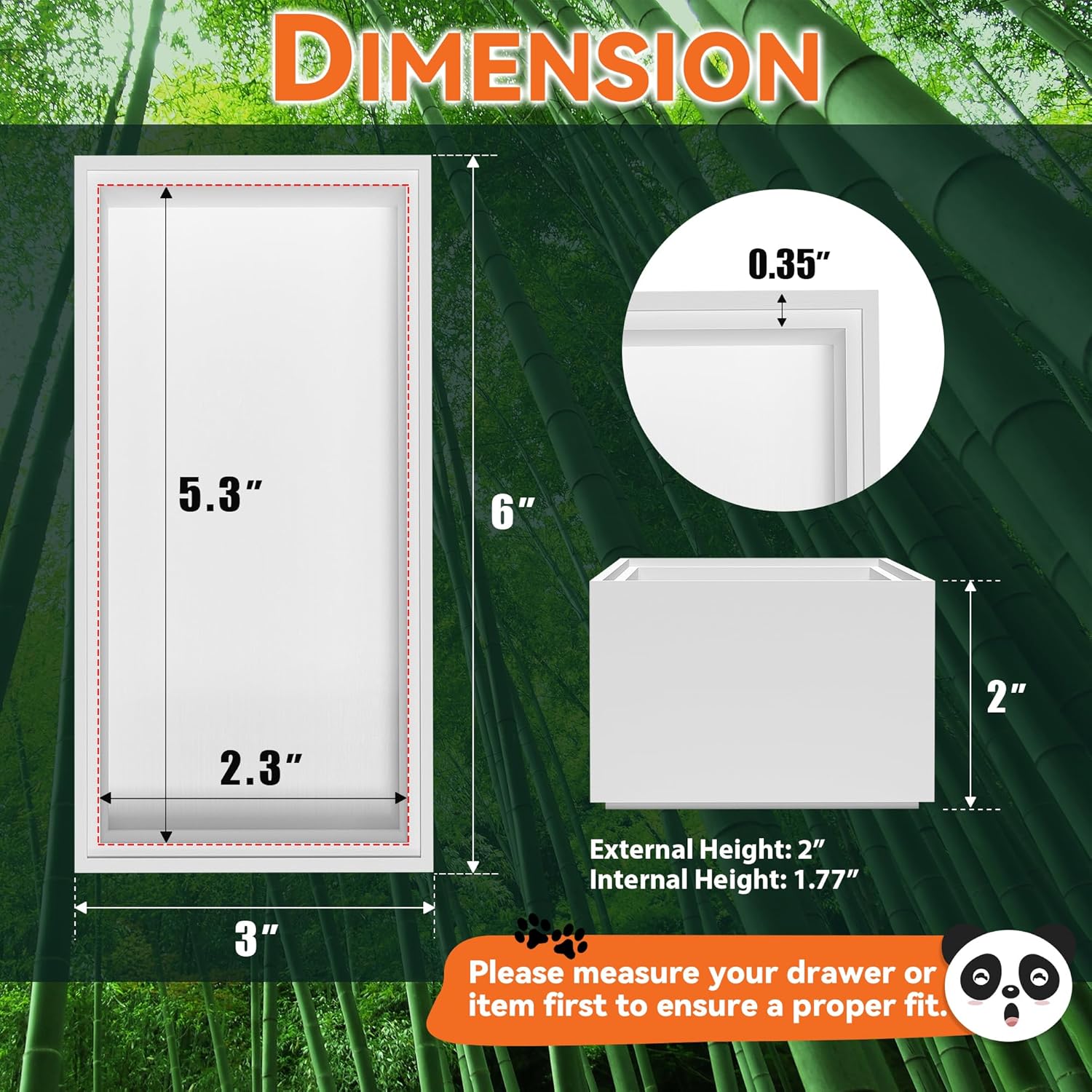 Bamboo Drawer Organizer, Small Silverware Organizer for Kitchen Drawer, Stackable Utensil Organizer, 2 Pcs Flatware Organizer Wooden Storage Box Tray (White, 6 X 3 X 2 Inch)