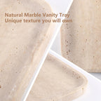 Marble Vanity Tray for Dresser Organizer, Travertine Bathroom Tray Countertop, Beige Decorative Serving Trays, Kitchen Sink Storage, Jewelry & Perfume Holder(Travertino Romano)