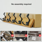 SKOLOO 24-Inch Light Brown Wood Coat Rack Wall Mount with 5 Triple Hooks - Ideal for Family Entrances, Classrooms, and Pet Supplies Storage - Perfect Coat Hooks for Wall