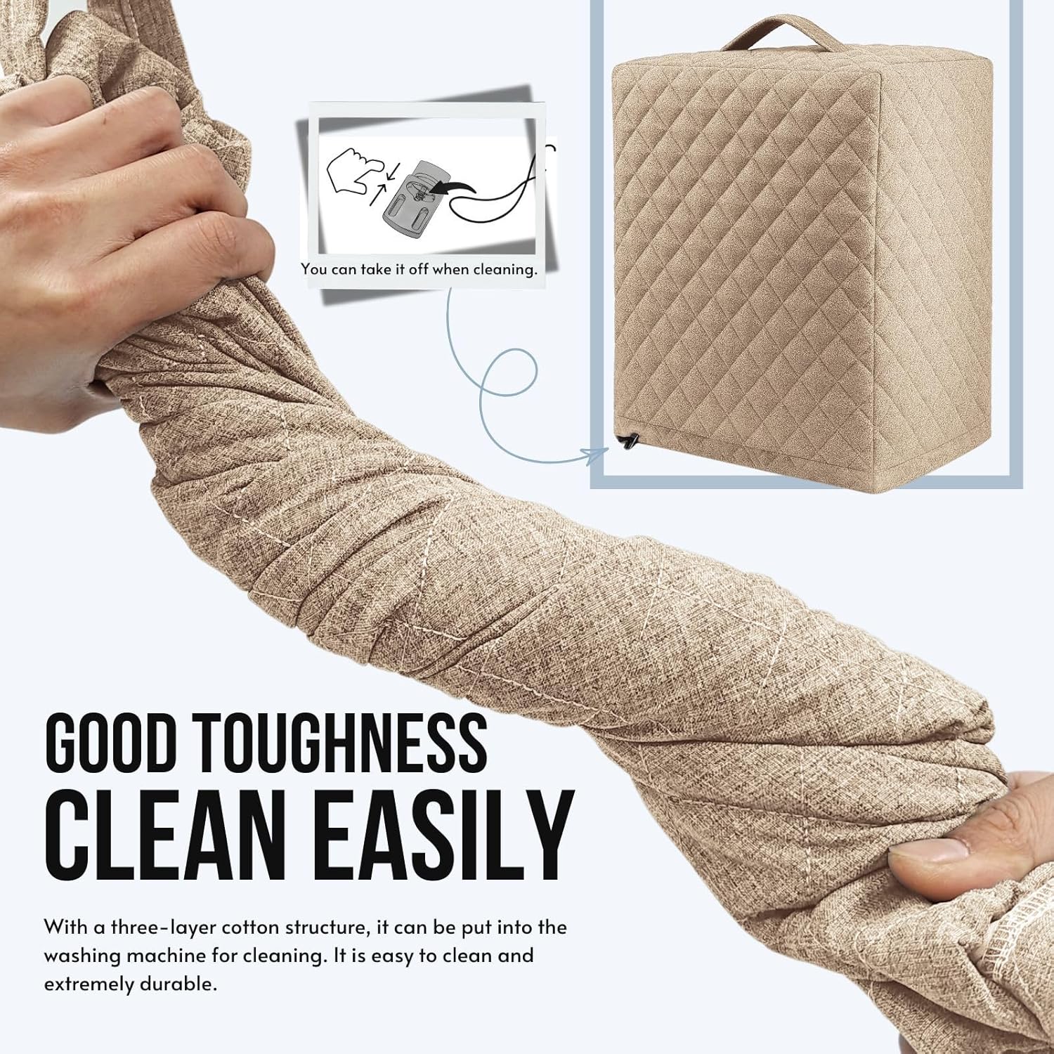 Slushie Machine Cover for Ninja FS301 & FS301C, Waterproof & Dustproof Protective Lid for Ninja Frozen Drink Maker, Durable Nylon Cover for Slushie Accessories (Mocha Tan)