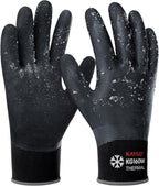 KAYGO Winter Waterproof Work Gloves for Men and Women, Thermal Insulated Freezer Rubber Coated Gloves,Super Grip,L, KG160