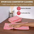 Native Fab Gingham Cotton Kitchen Towel 4 Pack 16"x26" - Absorbent Tea Linen Towels, Dish Cloths, Restaurant Cleaning Towel, Dish Towels with Hanging Loop, Red White