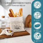 2 Pack of Bread Bags for Homemade Bread，Reusable Linen Sourdough Storage Bags with Plastic Liner,Cotton (17.7" x12")