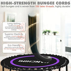 Kanchimi 550 LBS Foldable Mini Trampoline, 40" Fitness Trampoline Without armrests/U Shape Adjustable Foam Handle, Stable&Quiet Exercise Rebounder for Adults Indoor/Outdoor Workout