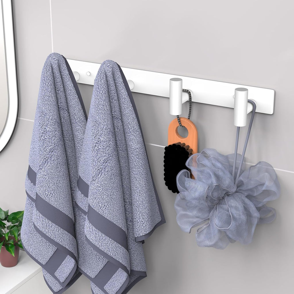 VAEHOLD Hat and Coat Wall Mount Rack - Hooks for Robes, Bags, Keys, and Towels - Bathroom Towel Hanger Organizer (White, “T“ Shape 4 Hooks 2 Pack)