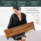 Premium Nature Shed Bathtub Tray for Freestanding Bath | Large & Thick 35” Acacia Wood Luxury Bath Tray for Tub | Anti-Tip, Non-Toxic, Adjustable Bathtub Trays for Tub with Bathroom Accessories Holder
