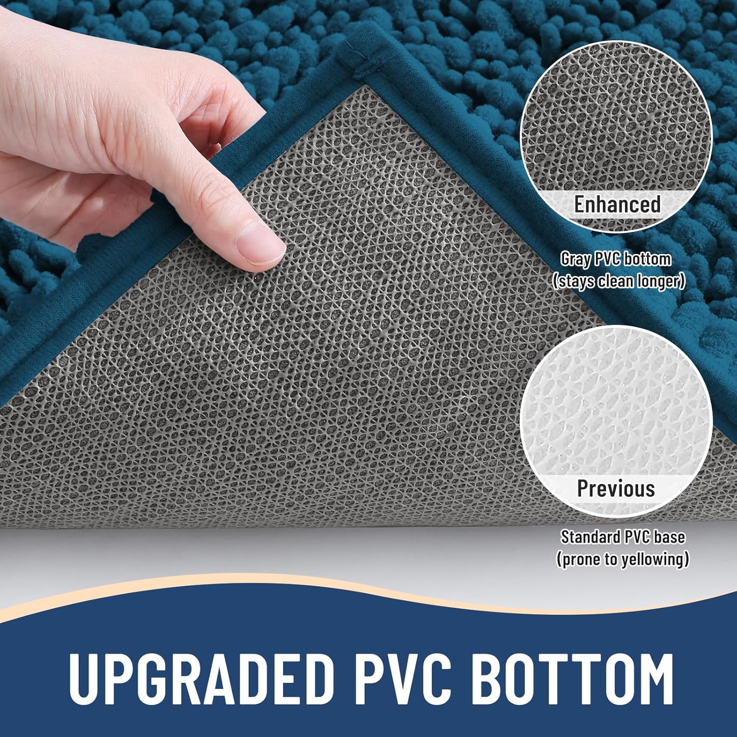 Arotive Luxury Chenille Bathroom Rug Mat, Extra Soft Thick Absorbent Shaggy Bath Rugs, Non-Slip Machine Wash Dry, Plush Bath Mats for Bathroom, Shower and Tub, 36x24, Peacock Blue