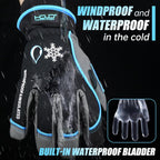 HANDLANDY Waterproof Insulated Work Gloves, 3M Thinsulate Thermal Winter Gloves for Men Women Touch Screen, Warm Ski Snowboard Cold Weather Gloves (Small, Blue)