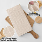 Homaxy 100% Cotton Terry Kitchen Dish Cloths, Ultra Soft and Absorbent Dish Towels for Kitchen, Suitable for Drying and Washing Dishes, 6 Pack, 12 x 12 Inches, Beige