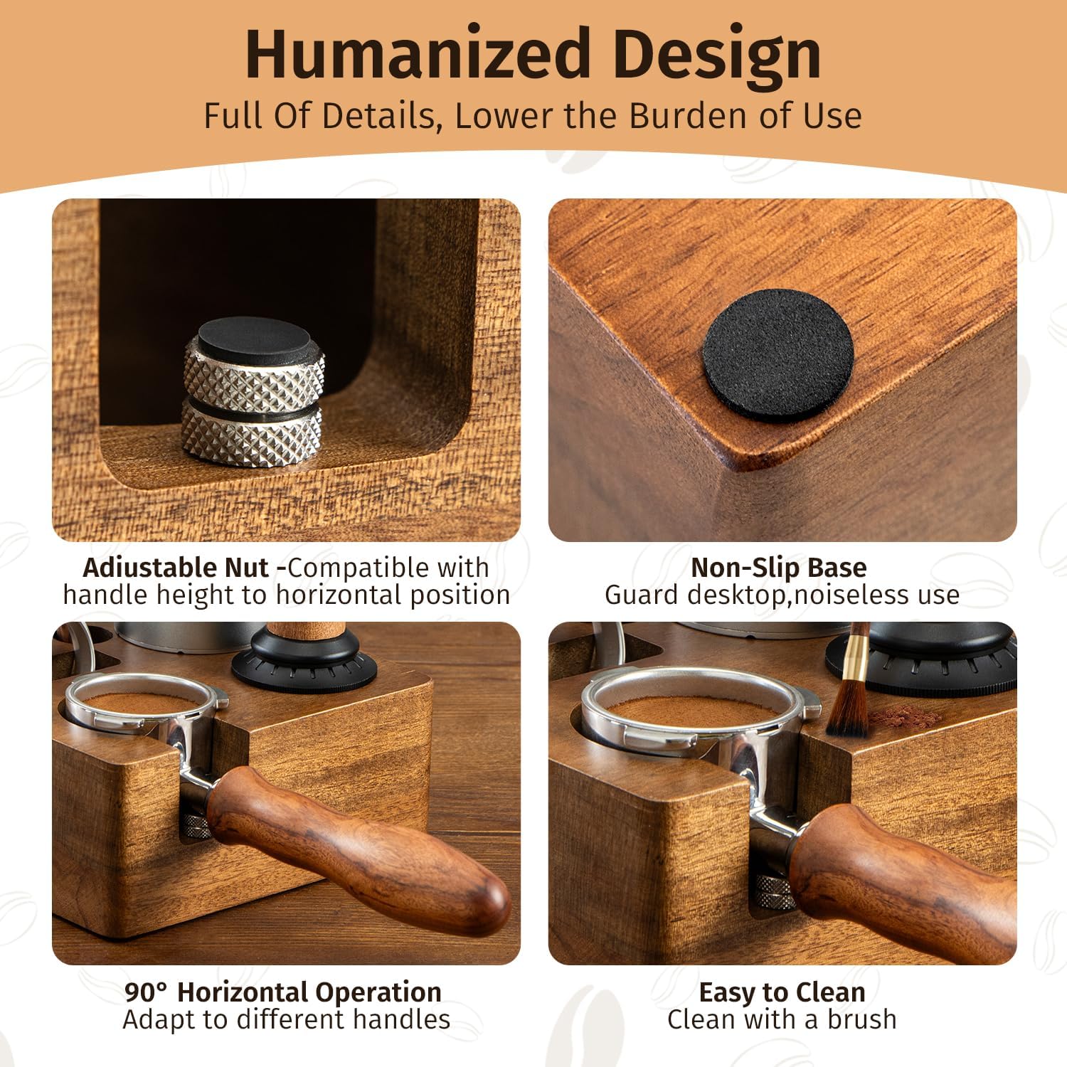 Espresso Tamping Station 54mm, Walnut Portafilter Holder, Espresso Organizer Station, Espresso Machine Accessories, Distributor Slot and Multi Accessory Storage