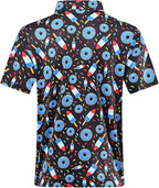 DEOLAX Mens Polo Shirts Fashion Print Mens Golf Shirt Dry Fit Mens Golf Polo Short Sleeve Quick Dry Funny Golf Shirt for Men