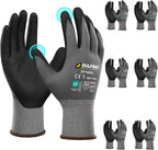 DULFINE Safety Work Gloves MicroFoam Nitrile Coated-6 Pairs Pack,Seamless Knit Nylon Glove with Black Micro-Foam Nitrile Grip,Ideal for General Purpose,Automotive,Home Improvement,Painting(Small)