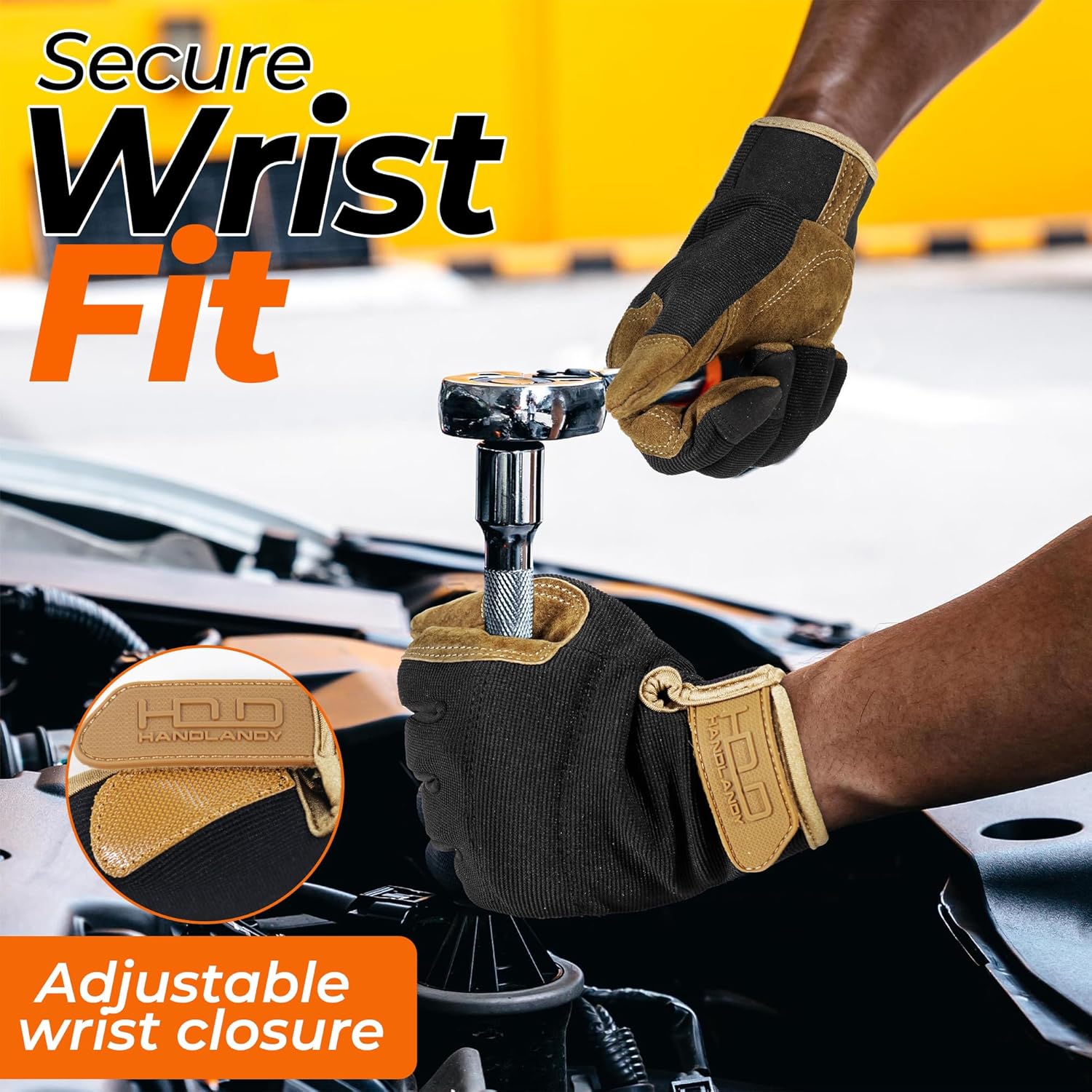 HANDLANDY Work Gloves for Men & Women, Utility Mechanic Working Gloves Touch Screen, Flexible Yard Work Gloves