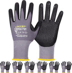 Work Gloves MicroFoam Nitrile Coated-6 Pairs,Endurance Seamless Knit Nylon,Dots on palm,Tacky Dot Grip Gloves