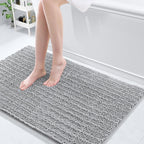 Arotive Luxury Chenille Bathroom Rug Mat, Extra Soft Thick Absorbent Shaggy Bath Rugs, Non-Slip Machine Wash Dry, Plush Bath Mats for Bathroom, Shower and Tub, 45x27, Light Grey