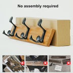 SKOLOO 17-Inch Light Brown Wood Coat Rack Wall Mount with 3 Triple Hooks - Ideal for Family Entrances, Classrooms, and Pet Supplies Storage - Perfect Coat Hooks for Wall